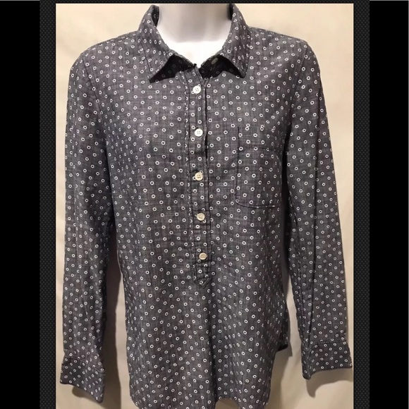 J. Crew Tops - J CREW #30313 Circle Print Chambray Popover